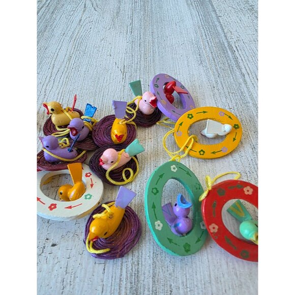 Vintage wooden duck bird mini ornament Easter spring nest Xmas tree - Picture 8 of 8